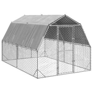 vidaXL Chicken Run with Roof 2.5x4x2.25 m Galvanised Steel