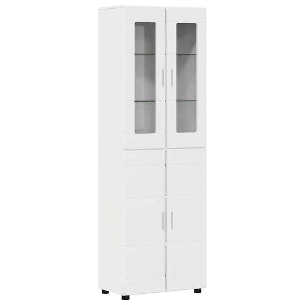 vidaXL Highboard with Shelf FLORIN High Gloss White 60 x 35 x 182 cm