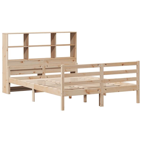 vidaXL Bookcase Bed without Mattress 150x200 cm King Solid Wood Pine
