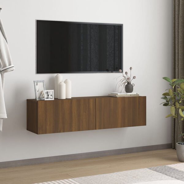 vidaXL TV Wall Cabinet Brown Oak 120x30x30 cm Engineered Wood