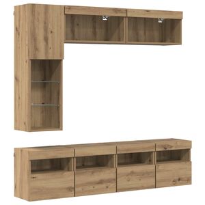 vidaXL TV Cabinet with LED 7 pcs Artisan Oak Engineered Wood