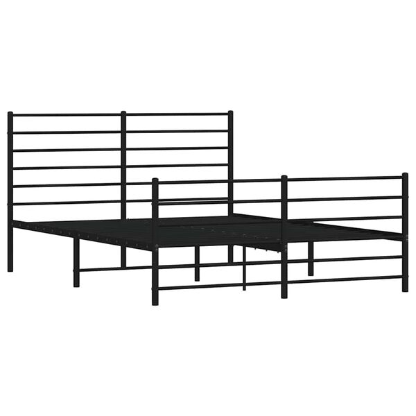 vidaXL Metal Bed Frame without Mattress with Footboard Black 120x190cm