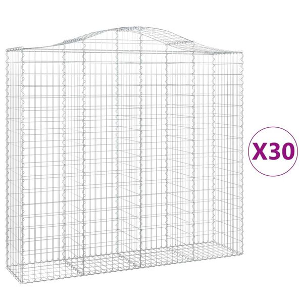 vidaXL Arched Gabion Baskets 30 pcs 200x50x180/200 cm Galvanised Iron