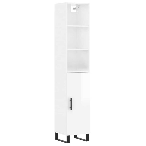 vidaXL Highboard High Gloss White 34.5x34x180 cm Engineered Wood