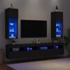 vidaXL TV Cabinets with LED Lights 2 pcs Black 30.5x30x90 cm