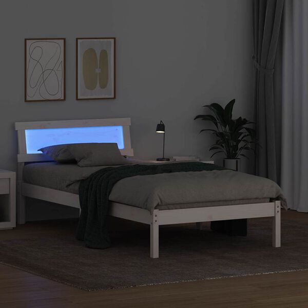 vidaXL Bed Frame with Headboard White 90 x 190 cm Solid Pine Wood