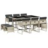 vidaXL 11 Piece Garden Dining Set with Cushions Light Grey Poly Rattan