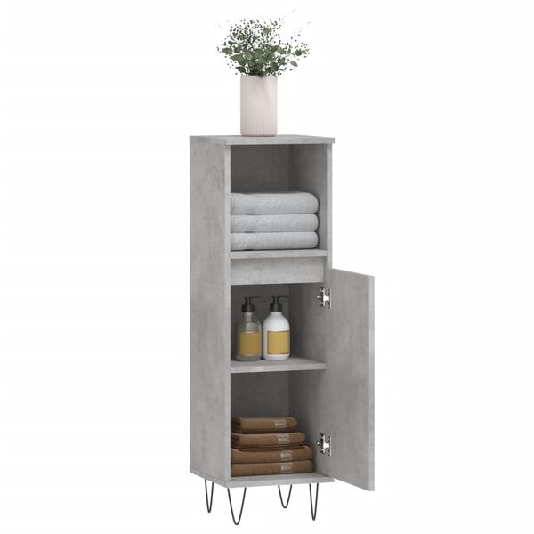 vidaXL Bathroom Cabinet Concrete Grey 30x30x100 cm Engineered Wood