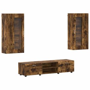 vidaXL TV Cabinet Set FLORIN 3 pcs Smoked Oak Engineered Wood