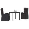 vidaXL Garden Dining Set with Cushion 3 pcs Black Poly rattan