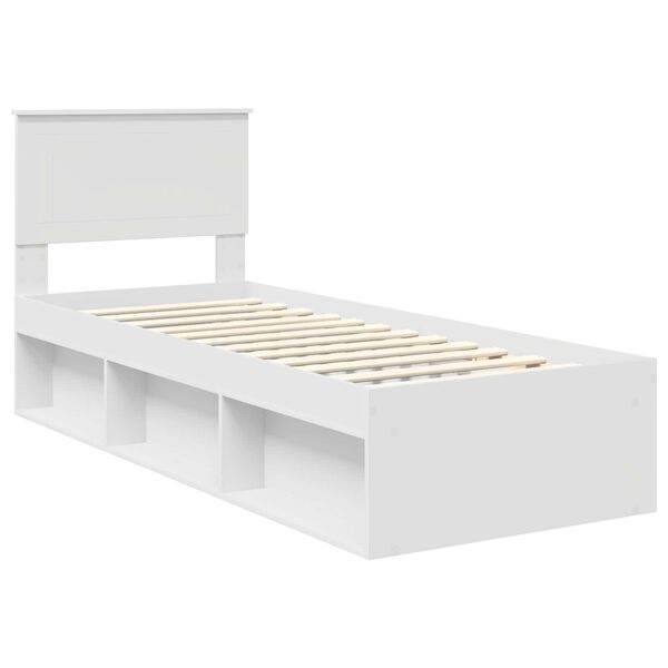 vidaXL Bed Frame with Headboard White 75 x 190 cm Solid Pine Wood
