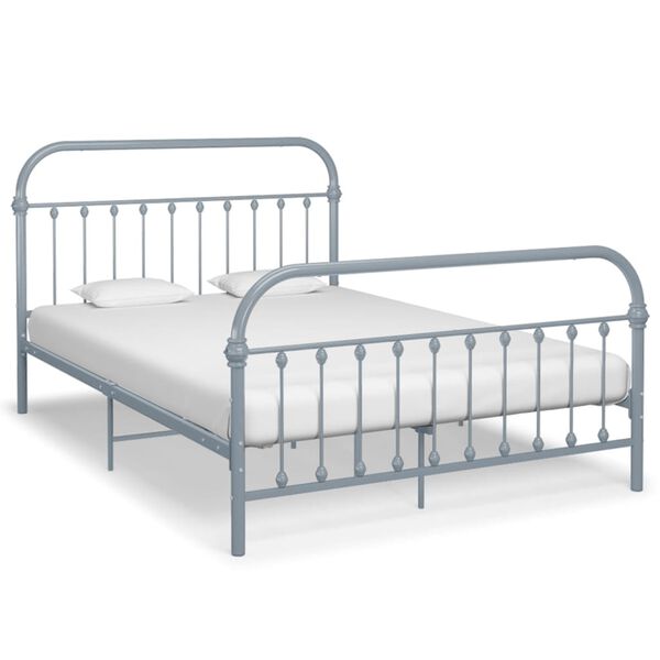 vidaXL Bed Frame without Mattress Grey Metal 120x200 cm