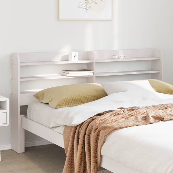 vidaXL Headboard with Shelves White 160 cm Solid Wood Pine