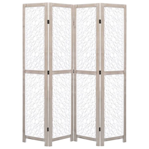 vidaXL 4-Panel Room Divider White 140x165 cm Solid Wood