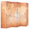 vidaXL Folding Room Divider 228x170 cm World Map Yellow
