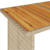 vidaXL Garden Table with Wooden Top Beige 110x68x70 cm Poly Rattan