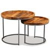 vidaXL Side Table | Brown | Solid mango wood top, wrought iron legs