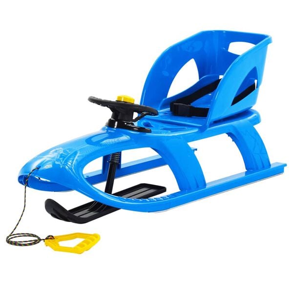 vidaXL Sledge with Seat and Wheel Blue 102.5x40x23 cm Polypropylene
