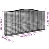 vidaXL Arched Gabion Baskets 8 pcs 400x50x180/200 cm Galvanised Iron