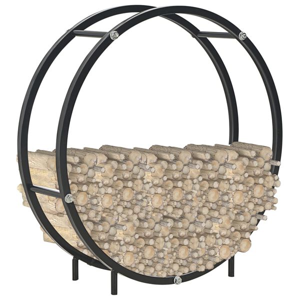 vidaXL Firewood Rack Black 70x20x70 cm Steel