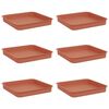 vidaXL Square Flower Tray 6 pcs Brick Red 15 x 15 x 2 cm Plastic