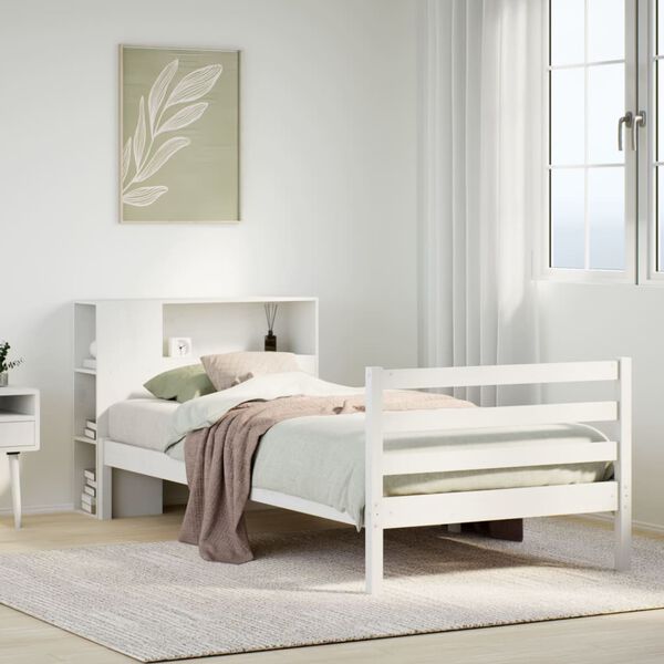 vidaXL Bookcase Bed without Mattress White 90x200 cm Solid Wood Pine