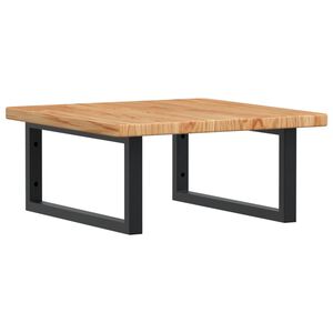 vidaXL Basin Shelf | Light brown and black | Solid oak wood and steel | Medium