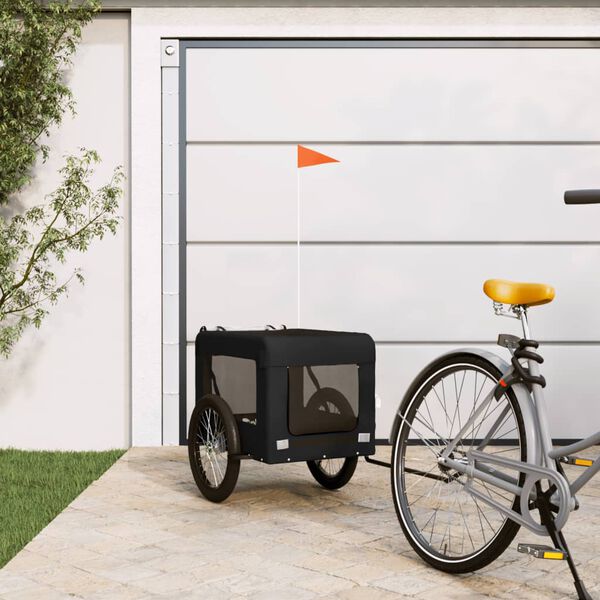 vidaXL Pet Bike Trailer Black Oxford Fabric&Iron