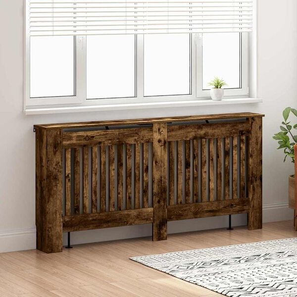 vidaXL Radiator Cover Smoked Oak 172 x 19 x 81.5 cm Engineered Wood
