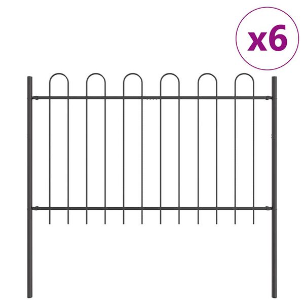 vidaXL Garden Fence 6 pcs Grey 10.2 x 0.8 m Powder-coated Steel