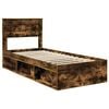 vidaXL Bed Frame with Mattress Smoked Oak 75 x 190 cm Solid Pine Wood