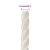 vidaXL Work Rope White 14 mm 25 m Polypropylene