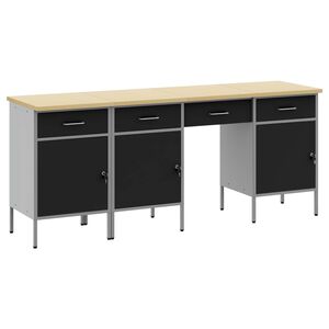 vidaXL Work Cabinet with Drawer with Lock 4 pcs Black 200 x 55 x 85 cm