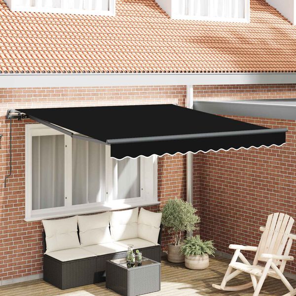vidaXL Retractable Awning Black 350 x 250 cm Polyester and Steel