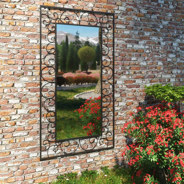 vidaXL Garden Wall Mirror Rectangular 60x110 cm Black