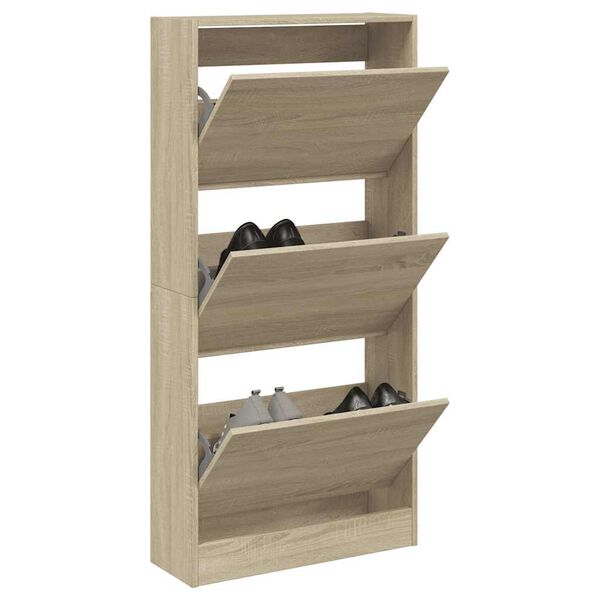 vidaXL Shoe Cabinet Sonoma Oak 60x21x125.5 cm Engineered Wood