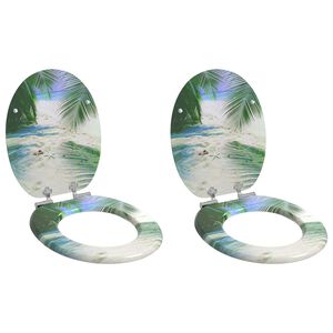 vidaXL Toilet Seat 2 pcs Green 44 x 38 cm MDF board