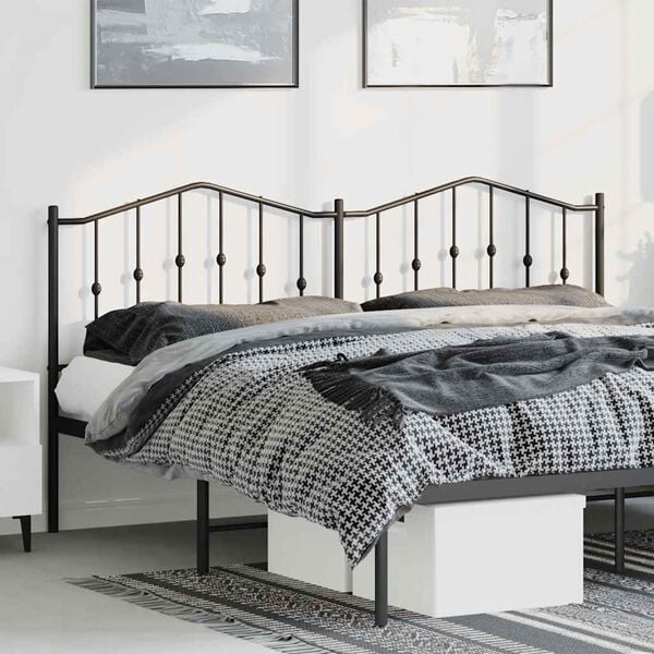 vidaXL Metal Headboard Black 180 cm