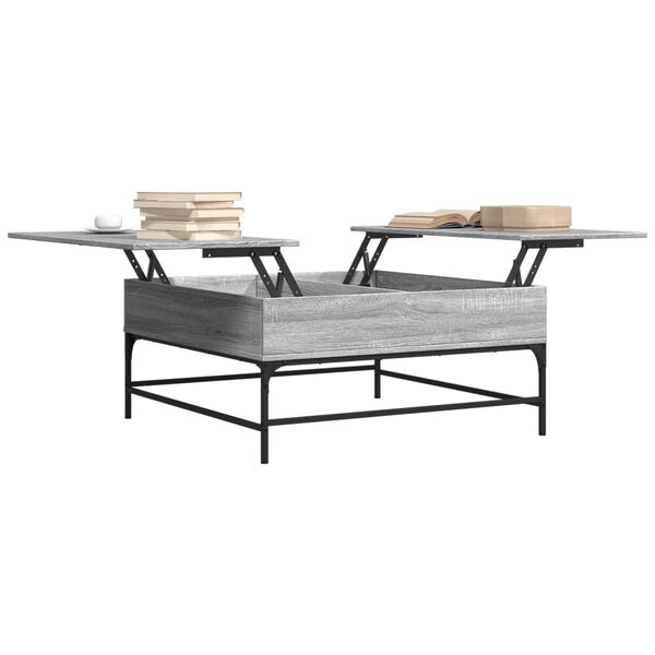 vidaXL Coffee Table Grey Sonoma 95x95x45 cm Engineered Wood and Metal