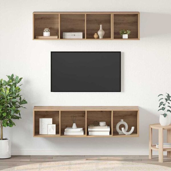 vidaXL TV Cabinet Set Wall-mounted 3 pcs Artisan Oak Engineered Wood