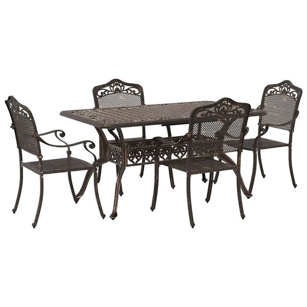 vidaXL Garden Dining Set 5 pcs Bronze Aluminium