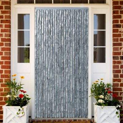 vidaXL Fly Curtain White and Grey 100x230 cm Chenille