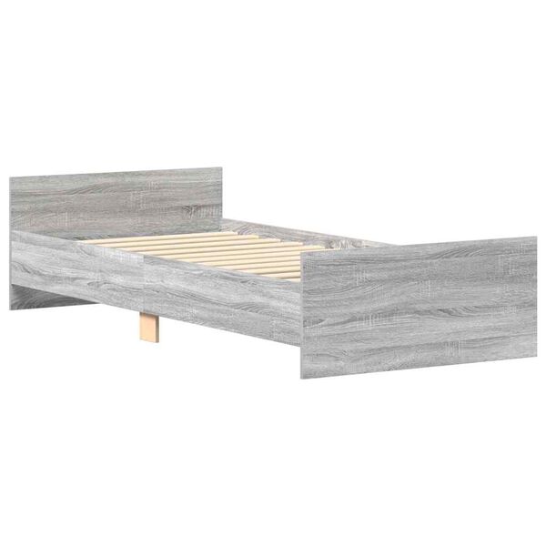 vidaXL Bed Frame without Mattress Grey Sonoma 90x190 cm Single Engineered Wood