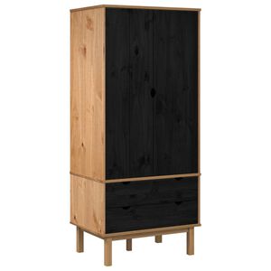 vidaXL Wardrobe OTTA Black 76.5 x 53 x 172 cm Solid Pine Wood