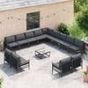 vidaXL Garden Sofa Set with Cushion 14 pcs Black Steel