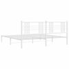 vidaXL Metal Bed Frame without Mattress with Headboard White 200x200cm