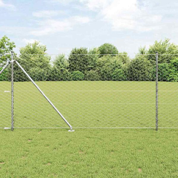 vidaXL Fence Post Silver 10 x 1 m (50 mm mesh) Steel