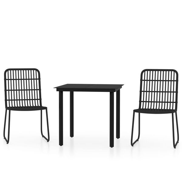 vidaXL 3 Piece Garden Dining Set Black