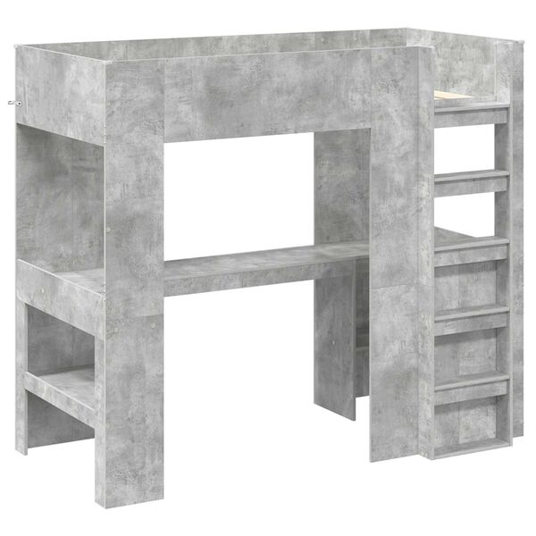 vidaXL Loft Bed Frame with Desk with Storage Concrete Grey 80 x 200 cm