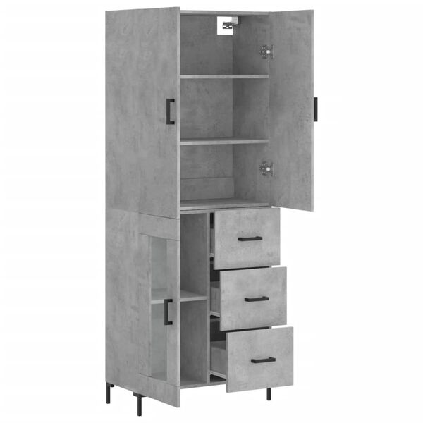 vidaXL Highboard Concrete Grey 69.5x34x180 cm Engineered Wood